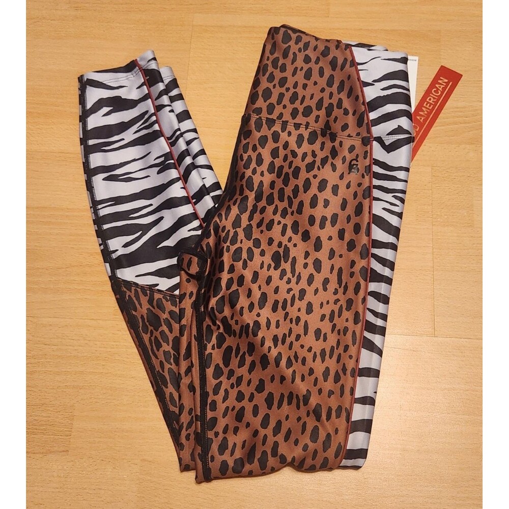 Womens Good American Electric Feel Mixed Animal Print Leggings Size 2 NWT Zebra